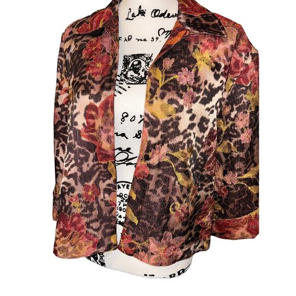 Coldwater Creek Ladies Blazer Fall Colors, Animal print Size Petite Small PS - Picture 2 of 9